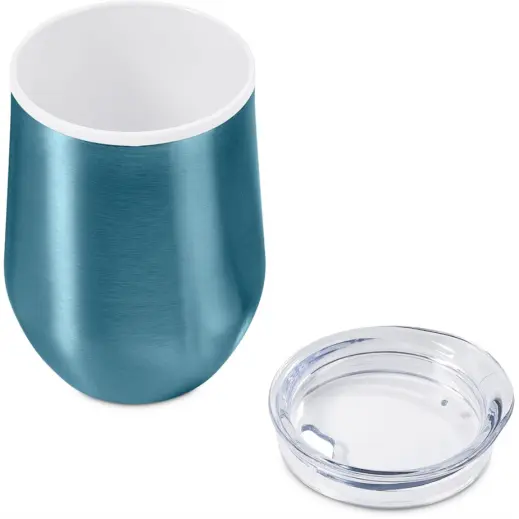 Serendipio Vogue Madison Stainless Steel & Plastic Double-Wall Tumbler Light Turquoise Open